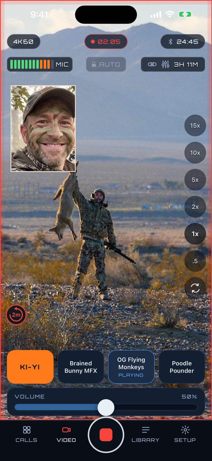 The PREYR camera with calls on screen, Killshot pre-roll and a 2SHOT reaction inset