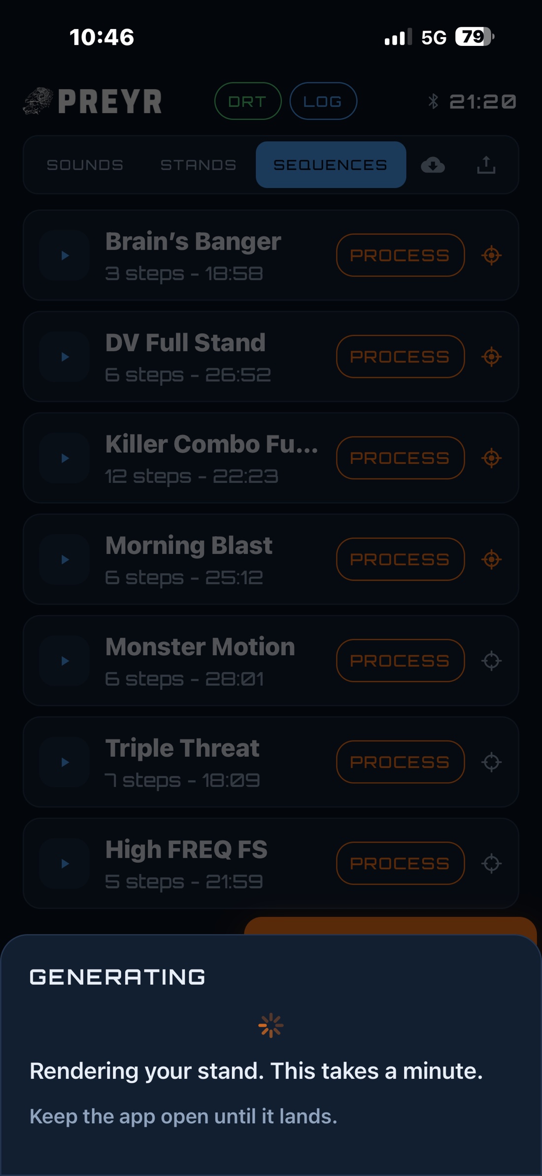 Processing the stand